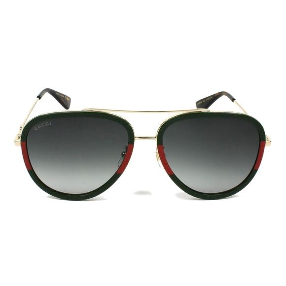 GUCCI GG0062S 003 Gold Green Red Grey Lens Women Aviator Sunglasses AUTHENTIC main image 6